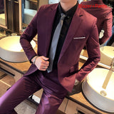 Boutique Solid Color Men's Casual Office Business Suit Three and Two Piece Set Groom Wedding Dress Blazer Waistcoat Trousers