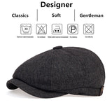 Riolio Retro Newsboy Caps Men British Painters Hats Autumn Winter Berets Herringbone Flat Cap Hip Hop Berets