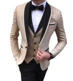 Riolio  Solid Men's 3 Pieces Wedding Suit One Button Shawl Lapel Jacket Vest Pants Dinner Groom Tuxedos Slim Fit Formal Business Suits