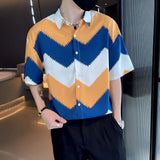 Riolio  Men's Clothing New Spring Summer Man Printing Short Sleeve Loose Handsome Turn-down Collar Fashion Casual Streetwear Shirts
