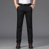 Riolio  Summer Men's Lce Silk Pants Ultra-thin Soft Comfortable Solid Color Elastic Business Casual Straight Trousers Luxury Brand Khaki