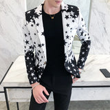 Riolio Star Print Slim Fit Blazers 2024 New Men's Club Dress Groom Tuxedo Men's Formal Wedding Prom Suit Jacket Brand Costume Homme