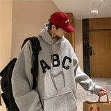 Riolio Letter Print ABC Men's Hoodies 2025 Autumn new sudadera hombre Korean Fashion Harajuku Pullover Hip Hop Long Sleeve Hooded
