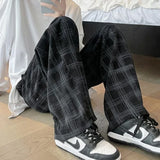 Riolio  Check Trend Plaid Baggy Trousers For Men Loose Classic Korean Style Designer Clothes Big Size Harajuku Fashion Casual Pants Man