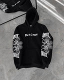 Riolio Gothic Punk Letter Print Oversized Sweatshirt American Retro Pattern Casual Hoodie Men High Street Trendy Brand Clothing Women