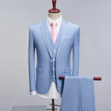 Riolio  Men's Three-Piece Suit Casual Business Professional Wedding Groomsmen Formal Wear Slim Fit Cotton Blend Polyester Fiber