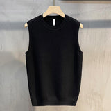 Riolio Sweater Vest Men Spring New Arrival Sleeveless Basic O-neck Knitwear Korean Style Trendy Solid Handsome Streetwear BF All-match