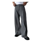Riolio  Spring Autumn Men Business Casual Suit Pants Genderless Retro Comfort Outdoor Solid Color Loose High Waist Dress Pants Men