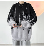 Riolio  Hip Hop Ripped Punk Knitted Sweaters Men Oversized Harajuku Streetwear Sweaters Winter Couples Fashion Knit Pullovers Tops
