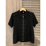 Riolio  American Style High Street Niche Metal Shirt Male Loose Lapel Collar Zipper Solid Color Casual Short Sleeved All-match Shirt