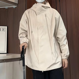 Riolio Spring Autumn Casual Jacket Men/Women Zipper Design High Quality Unisex Outdoor Waterproof Hooded Windbreaker Coats 5Colors