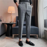 Riolio High Quality Men's Formal Pants Office Social Business Fashion Plaid Suit Pants Casual Slim Wedding Street Wear Trousers