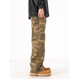 Autumn and Spring Fashion Trend Printed American Vintage Straight Leg Work Pants Men's Casual Loose Sports High Quality Pants
