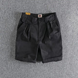 Riolio  Summer Thin Men Workwear American Retro Solid Color Loose Five-point Straight Casual Shorts