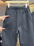 Riolio Streetwear Sportswear Plush Thickened Sweatshirt Trousers Two-piece Set Unisex Versatile Loose Solid Color Casual Sports Suit