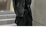 Riolio American Retro Shoulder Pad Short Leather Jacket Men's Spring Deconstruction High-end Fashion Trend Vintage Motorcycle Jacket