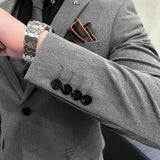 Riolio  ( Blazer + Vest + Pants ) Boutique Fashion Solid Color Men's Slim Casual Business Suit Three-piece Set Groom Wedding Dress Party