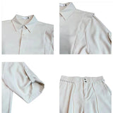 Riolio Summer Ice Silk Men's Suits Casual Short Sleeve Shirt And Pants Two-piece Set Ruffled  Handsome Draped Korean Style Loose Set