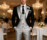 Riolio  Three Pieces Suit Set for Men Formal Business Tuxedo Dinner Dating Evening Prom Suit Attire Jacket Vest Pant