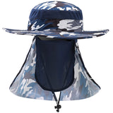 Riolio  Fishing Flap Caps Men Sun Protection Summer Quick-drying Bucket Hat Outdoor Face Wide Brim Women Bucket Hat For Fishing Climbing