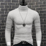 Riolio Luxury Men's Casual Turtleneck T-Shirts Autumn and Winter Tops Slim Collar Full Sleeve Innerwear Undershirt Golf Wear Men Tee