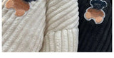 Riolio  American winter new men and women trendy personalized striped corduroy jacket for couples loose retro thick casual top harajuku