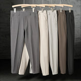 Riolio New Fashion Male Suit Pants Light Luxury Draped Cropped Button-down Business Casual Pants Premium Slim-fit Elegant Dress Trouser