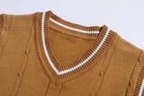 Riolio  European American Sleeveless Sweater Autumn Winter New Style Men's Youth Vest Knitwear Sleeveless Cardigan V Neck Pullover Top