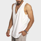 Riolio  Summer Casual Loose V Neck Tank Tops Mens Sport Camisole Fashion Solid Straps Sleeveless Basic Tops Vest Men Oversize Streetwear
