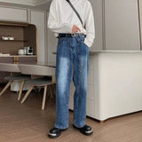 Riolio New Korean Cleanfit Male Jeans Luxury Naples High Waist Wide Legs Denim Pants Fashion Solid Color Retro Premium Elegant Trousers