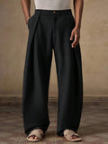 Riolio  Mens Casual Loose Pleated Wide Leg Chino Pants For Summer Autumn Daily Wear