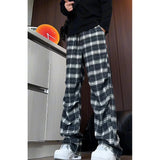 Riolio  casual pants  men 2025 New Autumn Men Plaid Pants Loose Straight Leg Casual Trousers Trendy Youth Fashion Comfortable