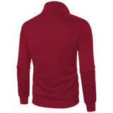 Riolio Men's casual sports zipper stand collar hoodie coat men's solid color cardigan