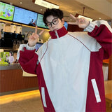 Riolio Fashion Spring New Jackets Men Stand Collar Casual Patchwork Color Jacket Men Outwear Clothing Men's Loose Pilot Jacket