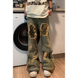 Riolio  American Spring and Autumn Men and Women Trendy Personalized Splicing Straight leg Jeans Couple Loose Retro Casual Pants y2