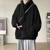 Riolio  High Quality Corduroy Men's Vertical Stripe Sweatshirts Thickened Long Sleeve Kangaroo Pocket Hoodie Hooded Pullover