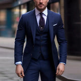 Riolio  3 Pieces Blazer Vest Pant New Solid Suits for Men Slim Fit Groom Wedding Suits Tuxedo Best Man Fashion Marriage