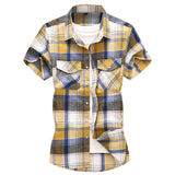 Riolio  Summer Hot Sale Of The Season Men's Checkered Shirt Short Sleeve Large Size Trendy Youth Casual Korean Style Fashionable Double