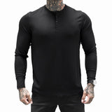 Riolio New Man Fashion T Shirt Casual Fashion Plain Color Long sleeve High Quality Slim Polo Shirt Men Gym Fitness T-shirt