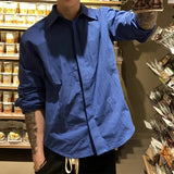 Riolio  Korean Fashion Men Shirts Light Luxury Textured Business Solid Color Long Sleeve Cardigan Leisure Premium Loose Fit Blouse M-2XL
