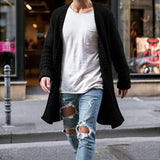 Riolio New Mens Knitted Cotton Cardigan Fashion Long Sweaters Male Casual Solid Long Sleeve Slim Outwear Autumn Winter Warm Jacket