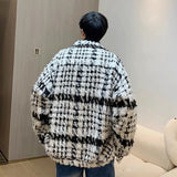Riolio Autumn Winter Men's Thiened Plaid Velvet Jaet Small Fraance Sle Outerwear Youth Trendy Long Sve Loose Fit Coat