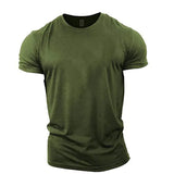 Riolio Men's Army green T-Shirts Short Sleeve Summer Loose Casual Sports Gym Tops Round-Neck Solid Color Big Size Male Tee 6XL Top