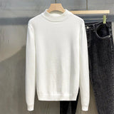 Riolio  Half-turtleneck Sweater for Men, Long-sleeved Korean Style Trendy Knitted Sweater with Bottoming Shirt, Hong Kong Style Casual
