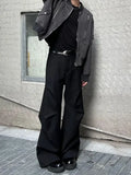 Riolio swag outfits men American Style Elastic Waist Loose-fit Casual Trousers 280gm Sensibility Ruffled Wide-leg Pants Men's Tuxedo Pants
