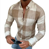 Riolio  Men's Plaid Print Long Sleeve Shirt Casual Slim Fit Button Down Tops
