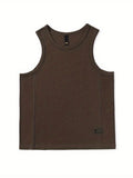 Riolio Sport Men's Tank Tops Gym Hombre Sleeveless Tee Vest Men Streetwear Loose Casual Basketball Brown O-neck Cotton