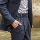 Riolio Vintage Gurkha Pants Men England Style High Waist Smart Casual Straight Trousers Autumn Winter Woolen Fashion Naples Suit Pant