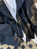 Riolio Black Pu Leather Jacket Men's Spring Autumn New American Retro Handsome Leather Jacket Loose High-end Motorcycle Suit Aesthetic
