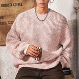 Riolio  Men's Pineapple Grid Sweaters Japanese Retro Cleanfit O Neck Long Sleeve Knitted Pullover Winter Harajuku Premium Knitwear M-3XL
